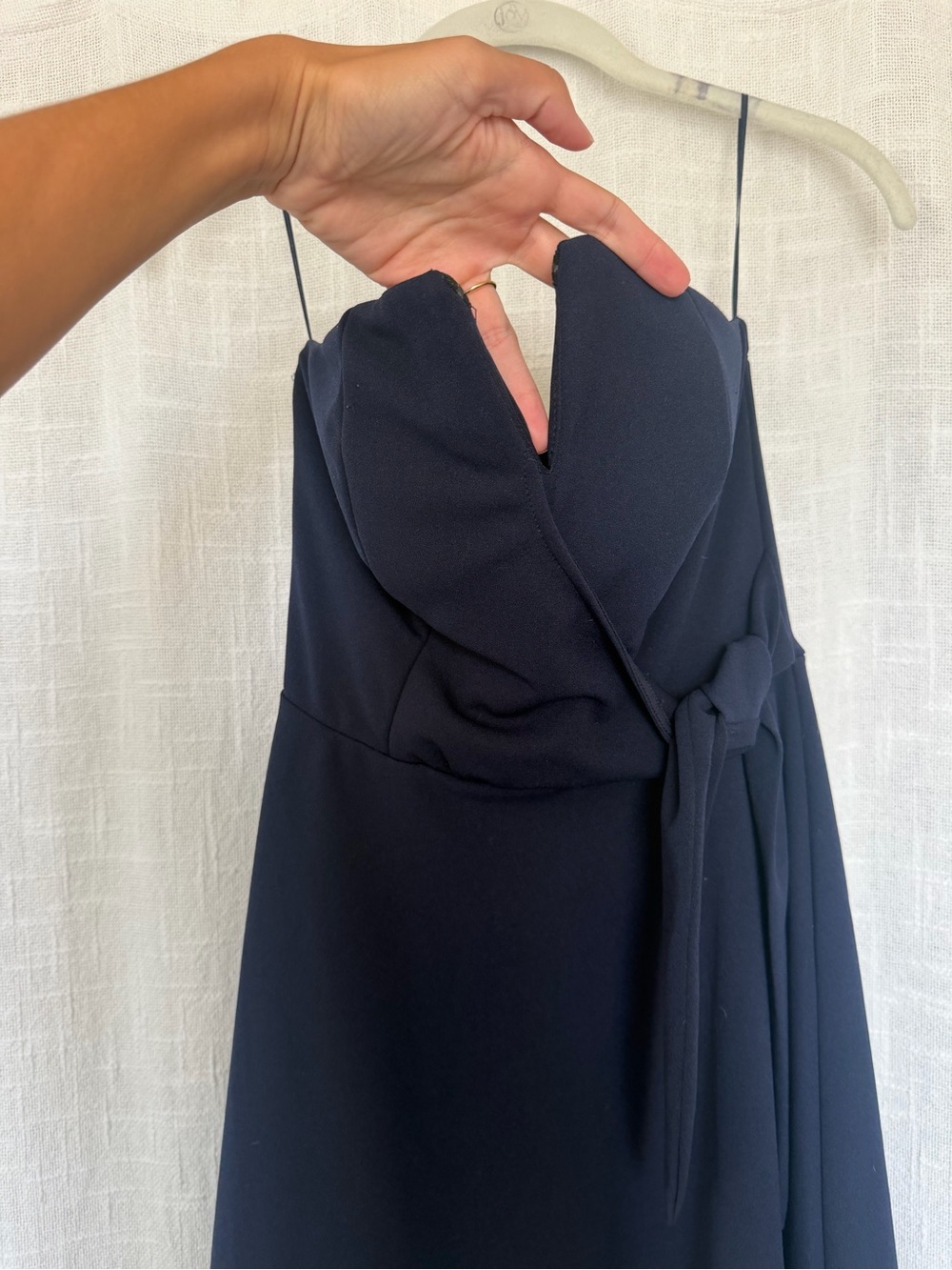 Strapless Navy Mini Dress with Side Tie